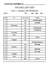 Đề kiểm tra từ vựng Unit 11 môn Tiếng Anh Lớp 6 - Nguyễn Thu Ngân